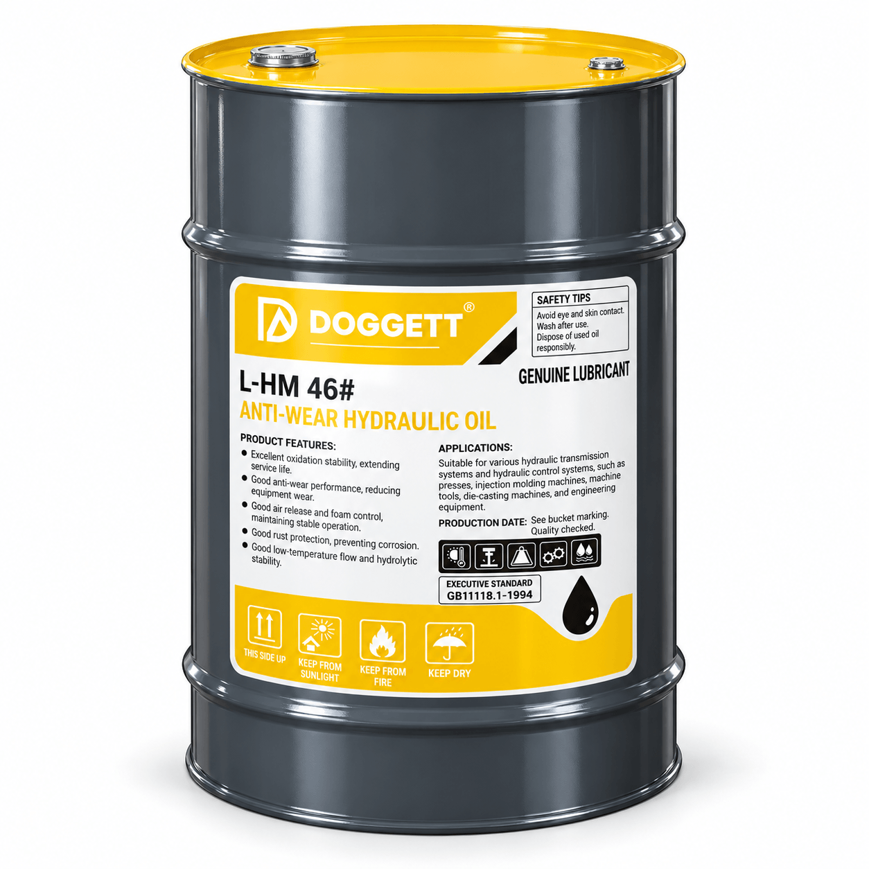 DOGGETT L-HM 46 Anti-Wear Hydraulic Oil, Drum