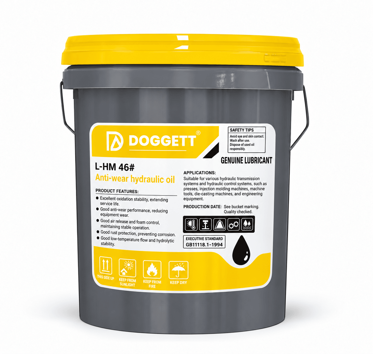 DOGGETT L-HM 46 Anti-Wear Hydraulic Oil, Pail