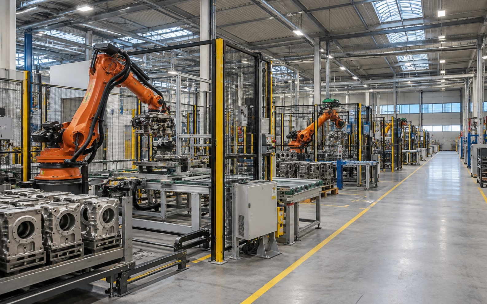 Robotic gearbox housing line at the Linyi plant